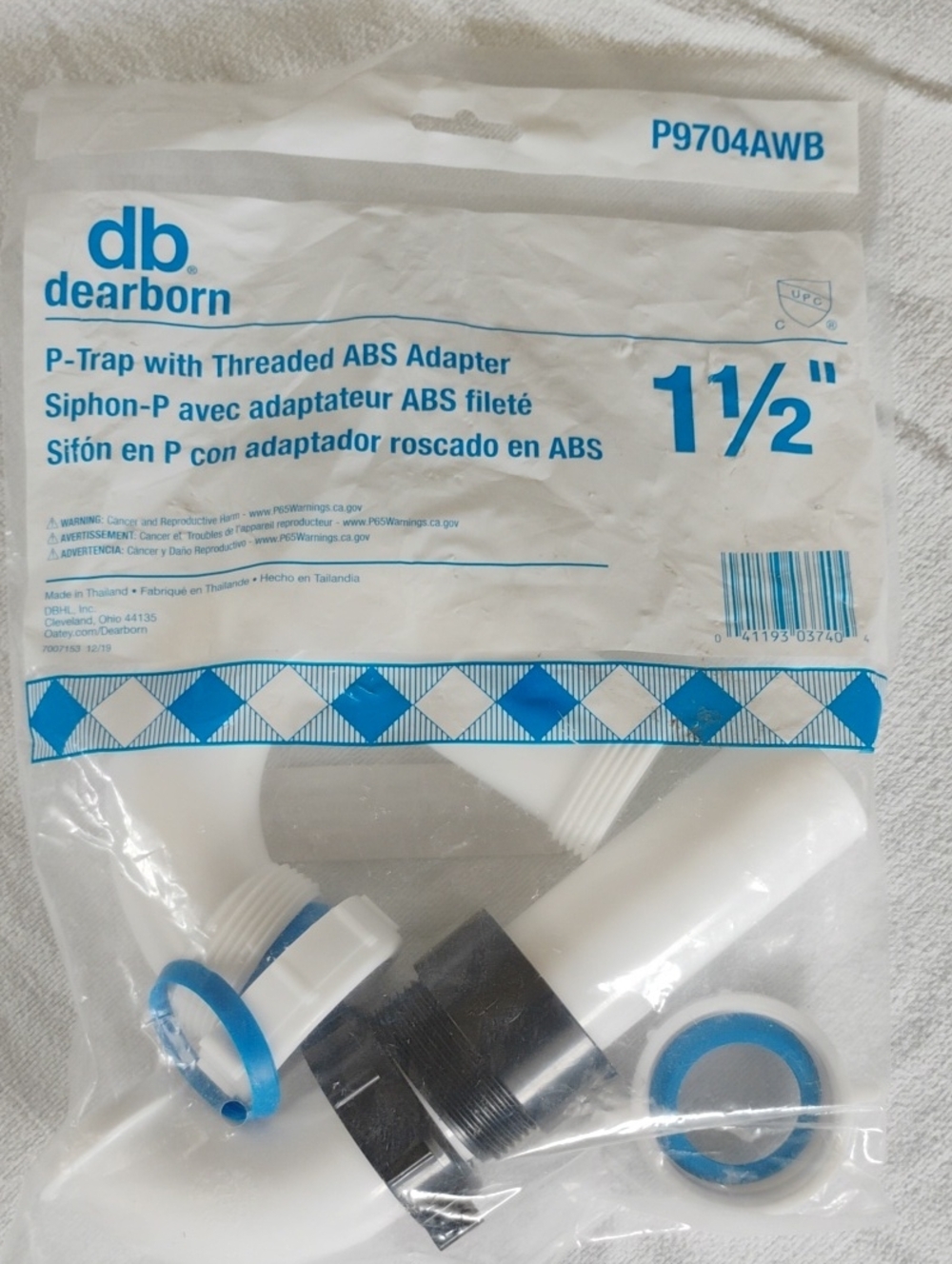dearborn White P-Trap with Threaded ABS Adapter 1½"
